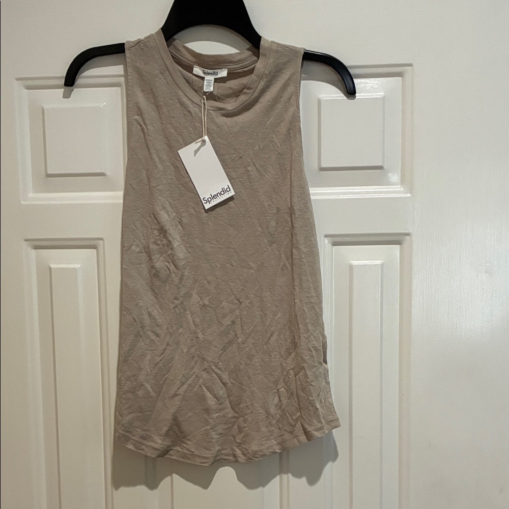 Splendid Women linen blend  Beige Tank Top
